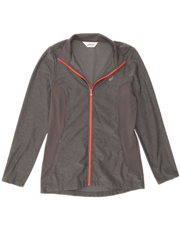 Asics Womens Tracksuit Top Jacket UK 10 Small Grey Flecked