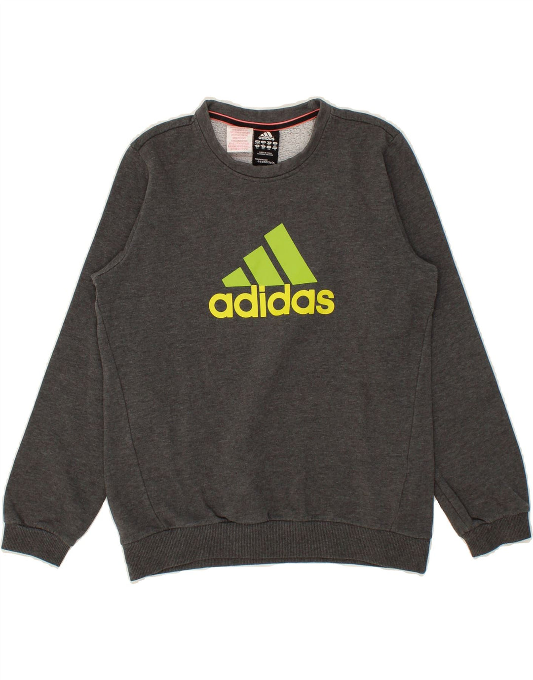 ADIDAS Boys Graphic Sweatshirt Jumper 11-12 Years Medium Grey Cotton Vintage Adidas and Second-Hand Adidas from Messina Hembry 