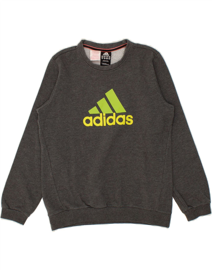 ADIDAS Boys Graphic Sweatshirt Jumper 11-12 Years Medium Grey Cotton Vintage Adidas and Second-Hand Adidas from Messina Hembry 