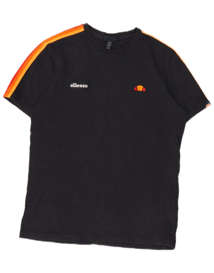 Ellesse Mens T-Shirt Top Medium Navy Blue Colourblock Cotton