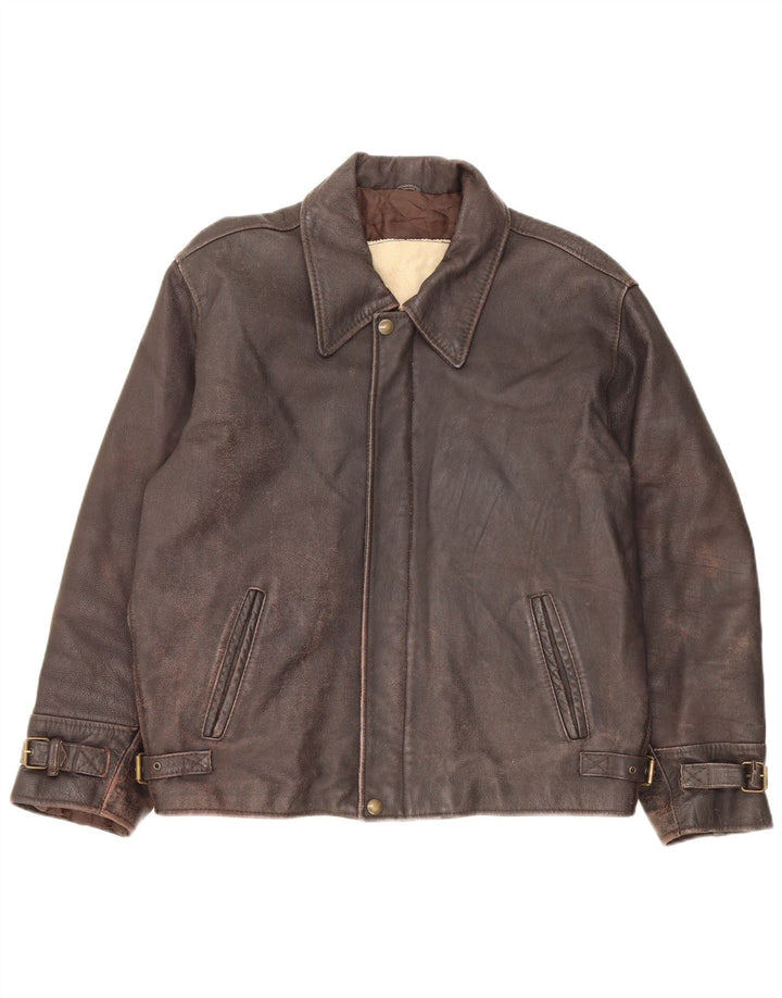 Vintage Mens Leather Jacket UK 40 Large Brown Leather