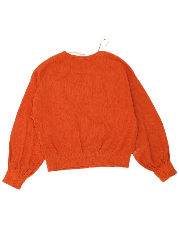 Zara Womens Long Sleeve Oversized Blouse Top UK 10 Small Orange Polyester