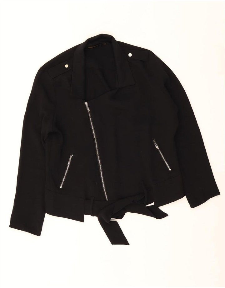 Zara Womens Biker Jacket UK 14 Medium Black