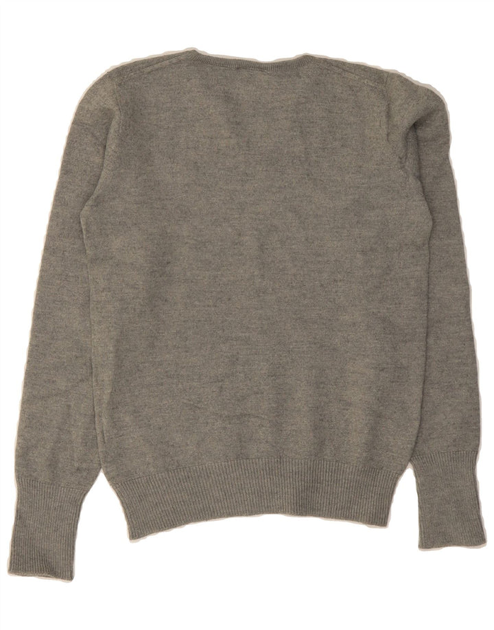 NIKE Womens V-Neck Jumper Sweater UK 10 Small Grey Polyester Vintage Nike and Second-Hand Nike from Messina Hembry 