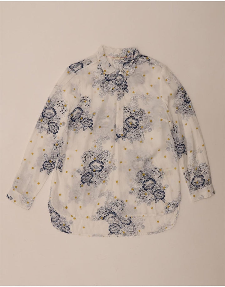 White Stuff Womens Pullover Shirt UK 12 Medium White Floral Viscose