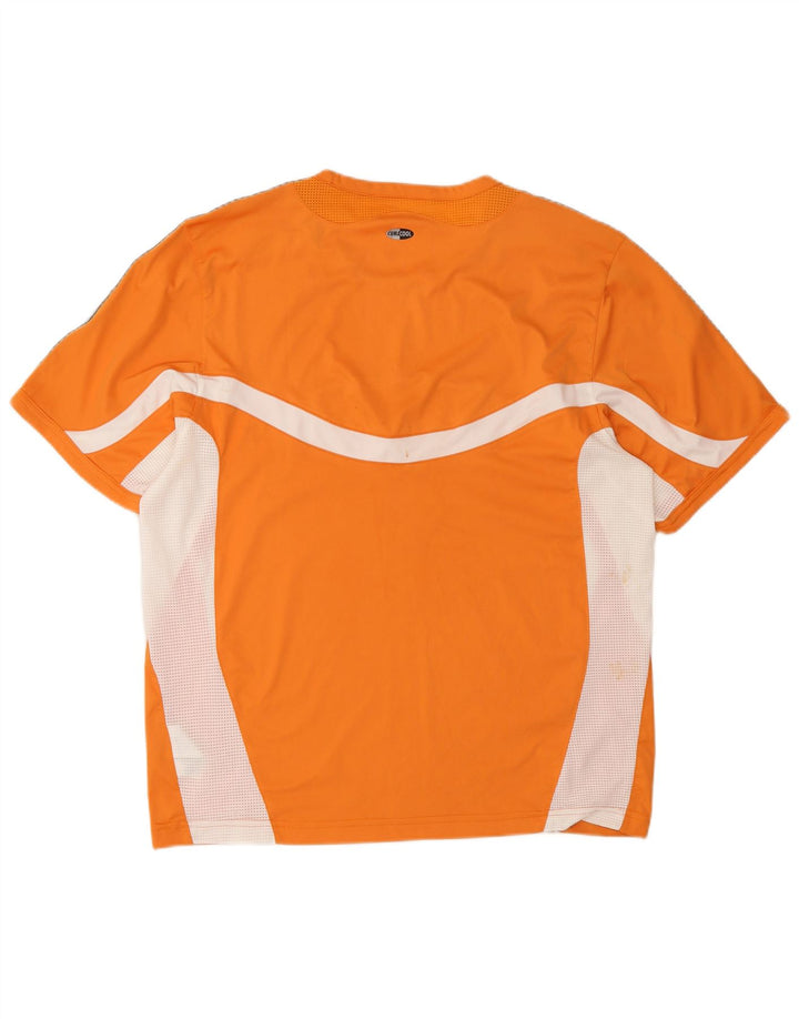 ADIDAS Mens Climacool T-Shirt Top Large Orange Colourblock Polyester