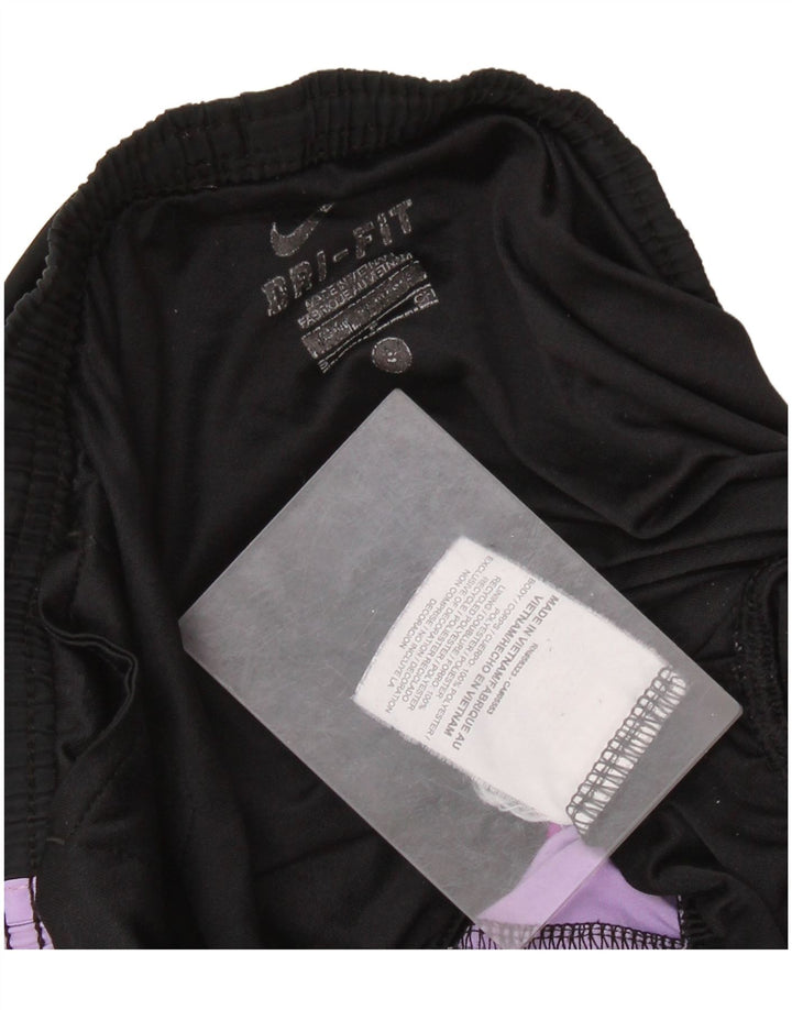 NIKE Womens Dri Fit Sport Shorts UK 10 Small  Black Colourblock Polyester