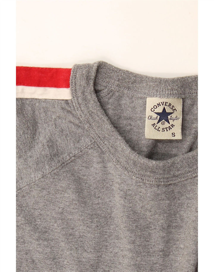 CONVERSE Mens Chuck Taylor Graphic Top Long Sleeve Small Grey Colourblock