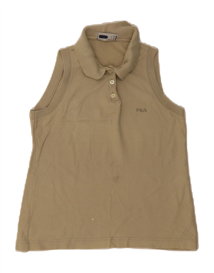 FILA Womens Sleeveless Polo Shirt IT 44 Medium Beige Vintage Fila and Second-Hand Fila from Messina Hembry 