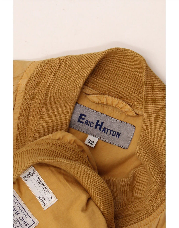ERIC HATTON Mens Bomber Jacket IT 52 XL Brown Cotton