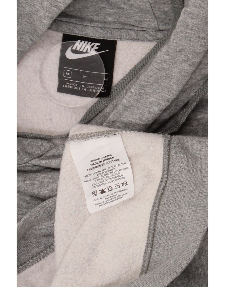 Nike Womens Hoodie Jumper UK 14 Medium Grey Flecked Cotton