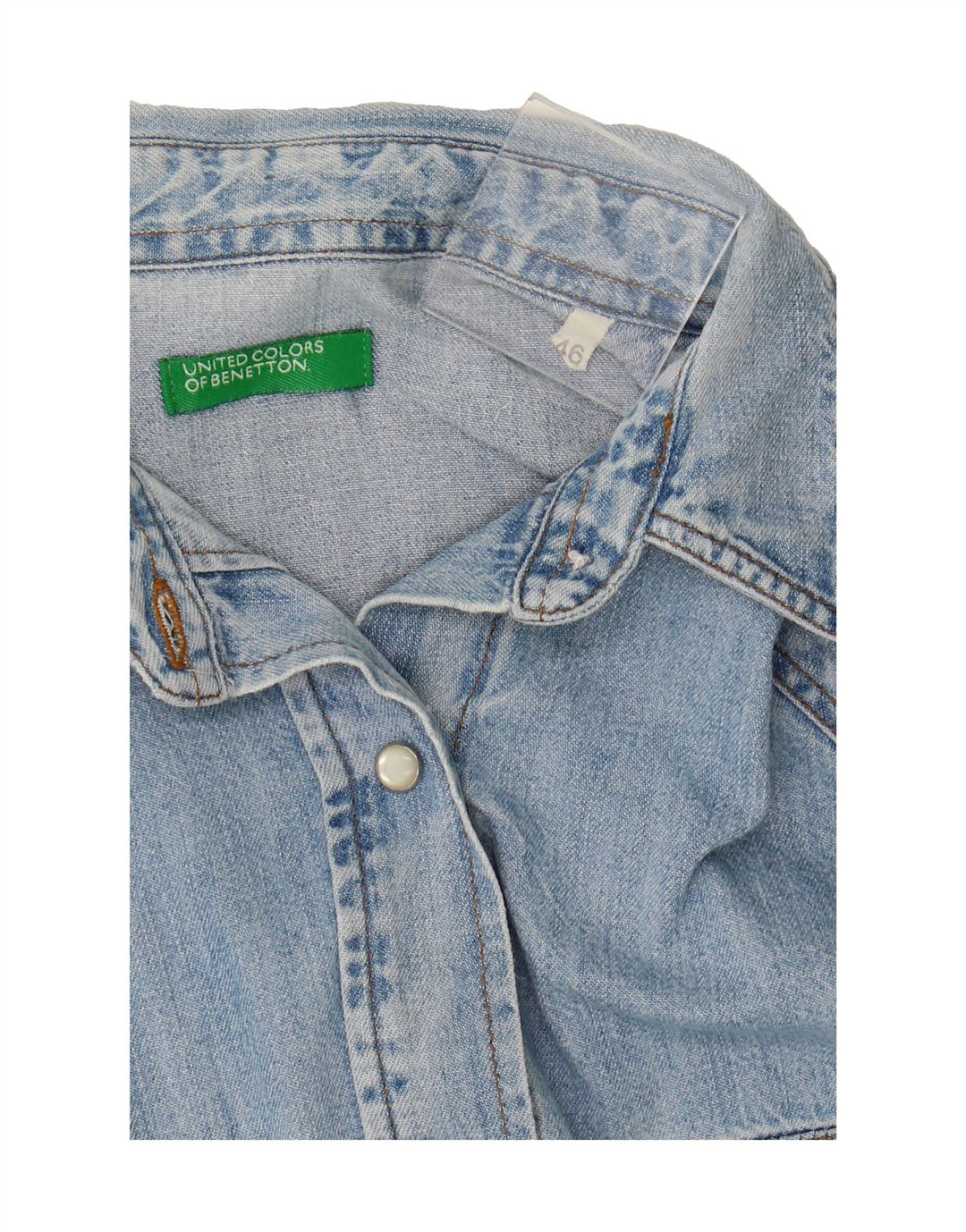BENETTON Womens Denim Shirt IT 46 Large Blue Cotton Vintage Benetton and Second-Hand Benetton from Messina Hembry 