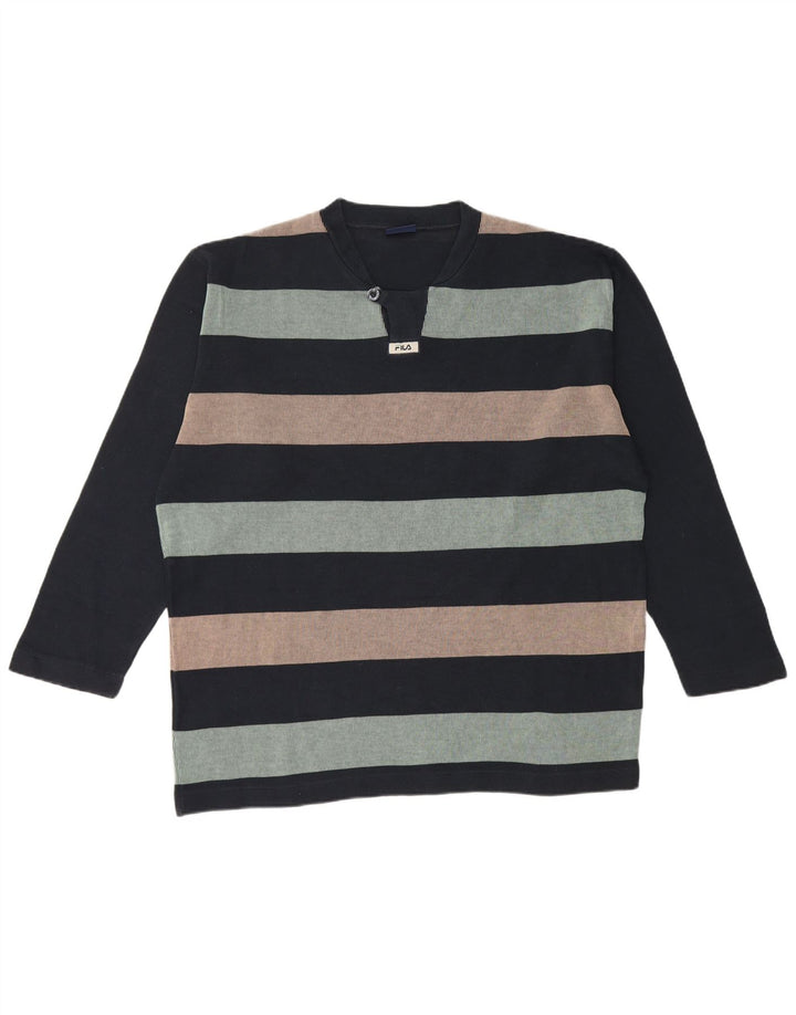 Fila Mens Top Long Sleeve XL Navy Blue Striped