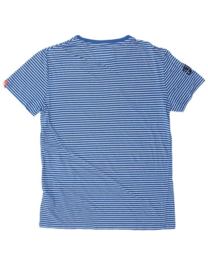 SUPERDRY Mens T-Shirt Top Small Blue Striped Cotton
