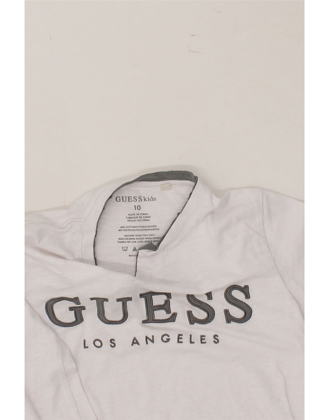GUESS Boys Graphic Top Long Sleeve 9-10 Years White Cotton Vintage Guess and Second-Hand Guess from Messina Hembry 