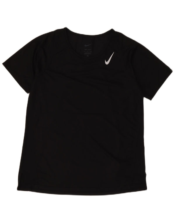 Nike Womens Dri Fit T-Shirt Top UK 10 Small Black Polyester