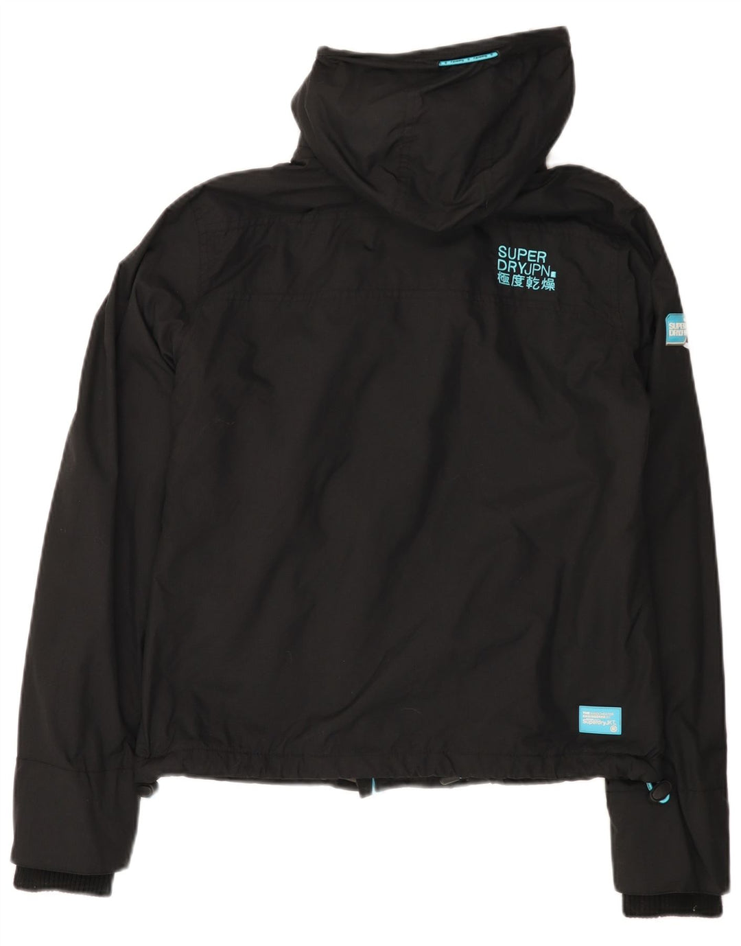 SUPERDRY Womens Windcheater Hooded Windbreaker Jacket UK 12 Medium Black