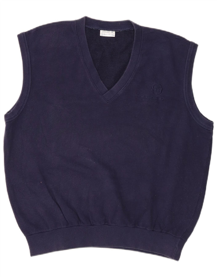 Sergio Tacchini Mens Vest Tank Top Medium Navy Blue Cotton