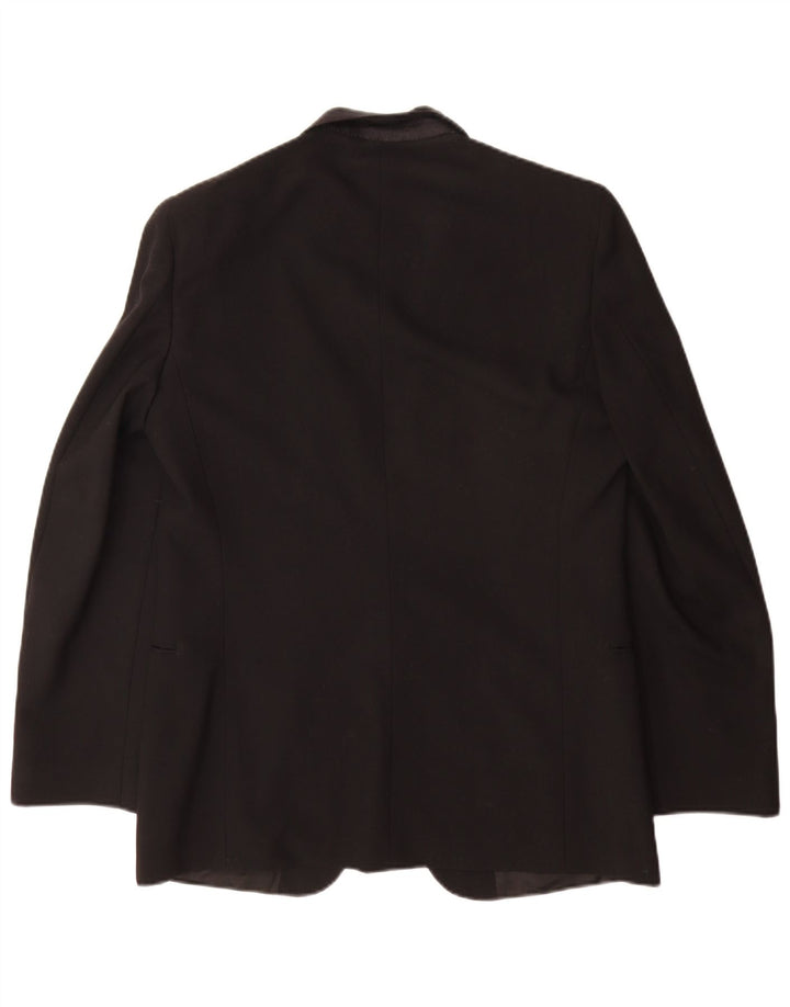 Sergio Valentino Mens 1 Button Blazer Jacket IT 50 Large Black Virgin Wool