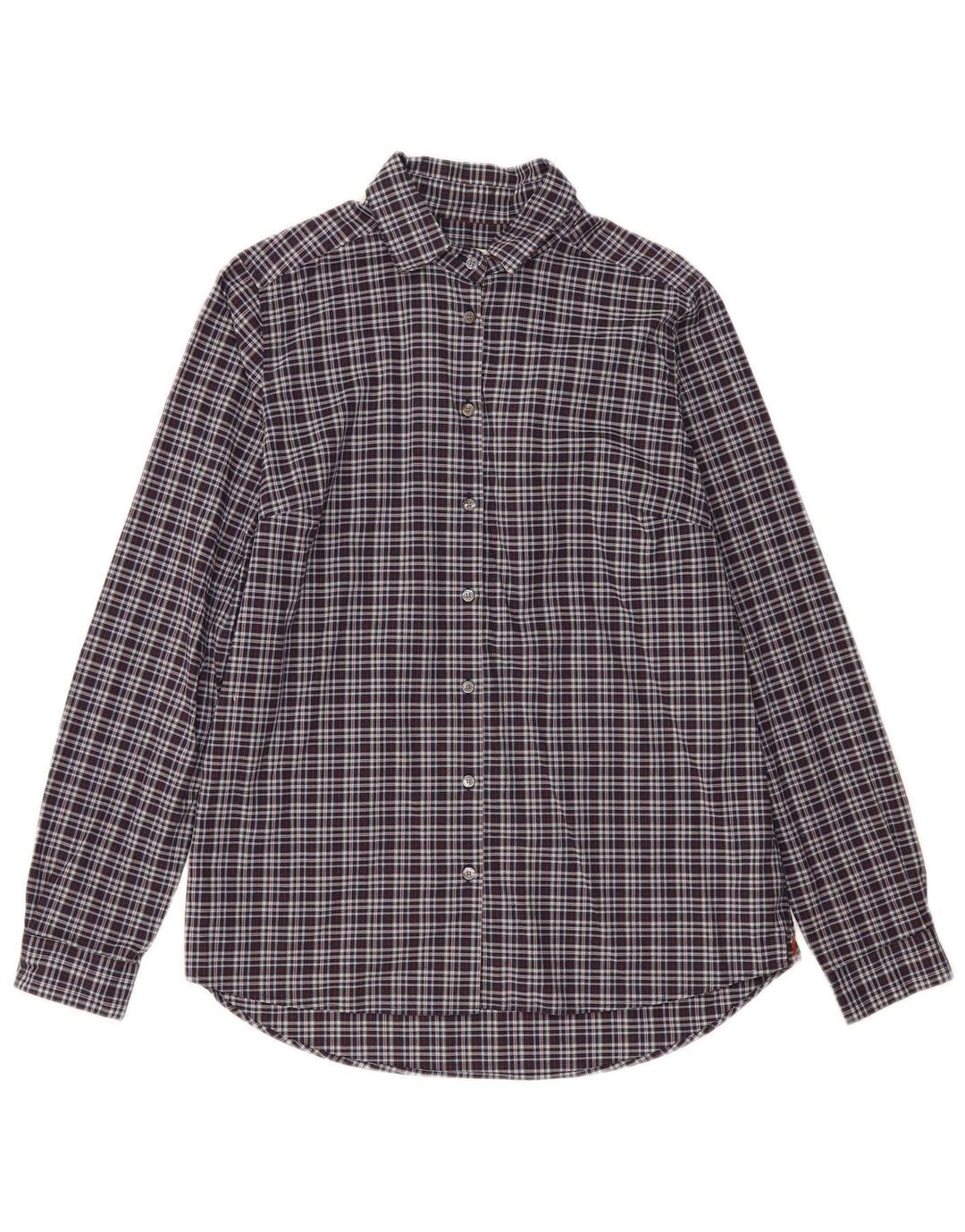 MARLBORO CLASSICS Womens Shirt IT 44 Medium Navy Blue Check Cotton