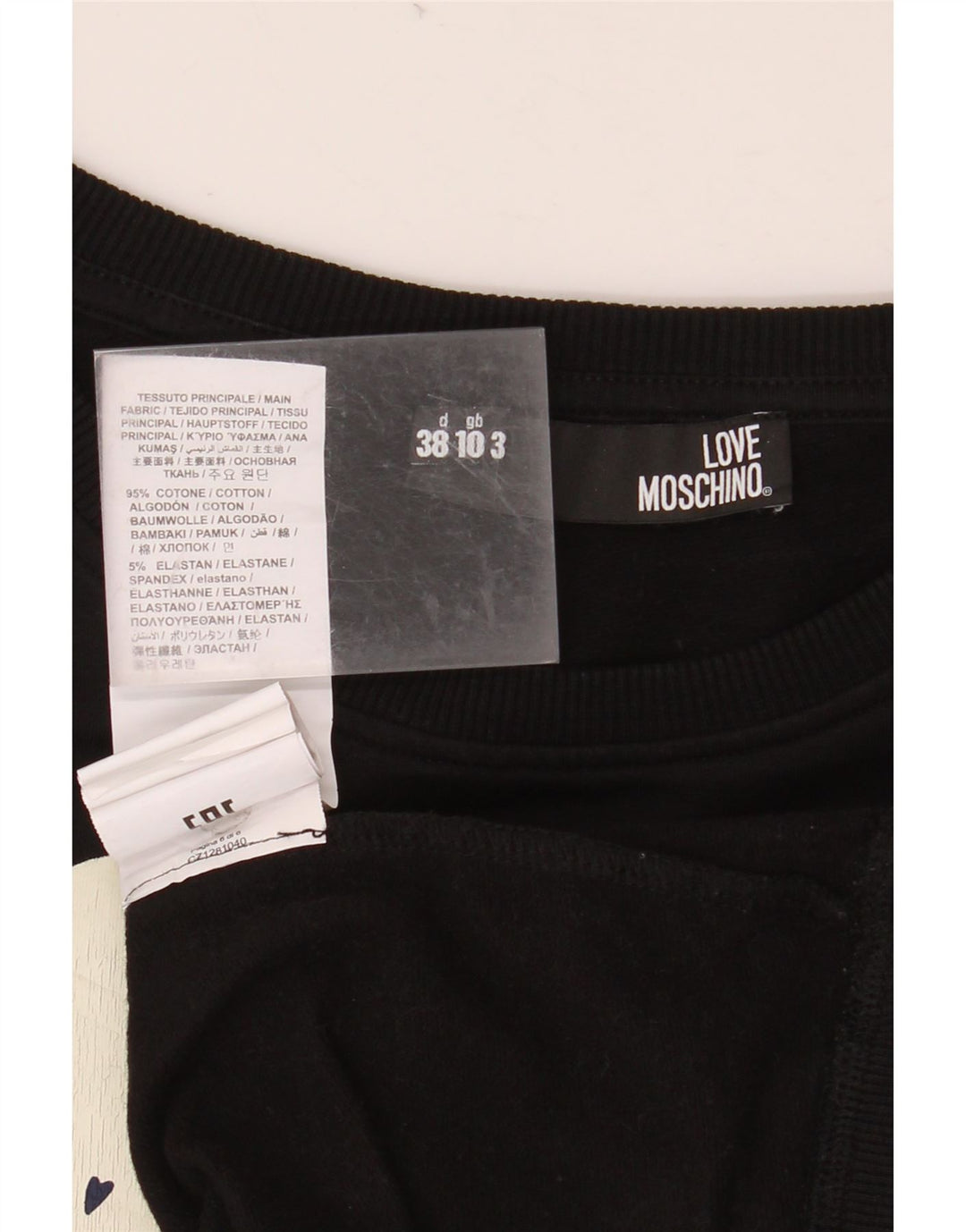 MOSCHINO Womens Oversized Sweatshirt Jumper UK 10 Small Black Heart