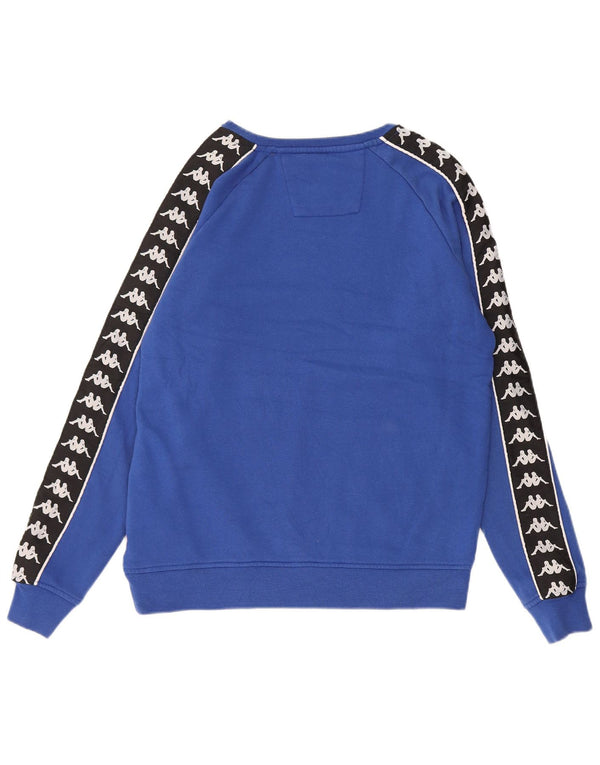 KAPPA Mens Graphic Sweatshirt Jumper Small Blue Colourblock Cotton