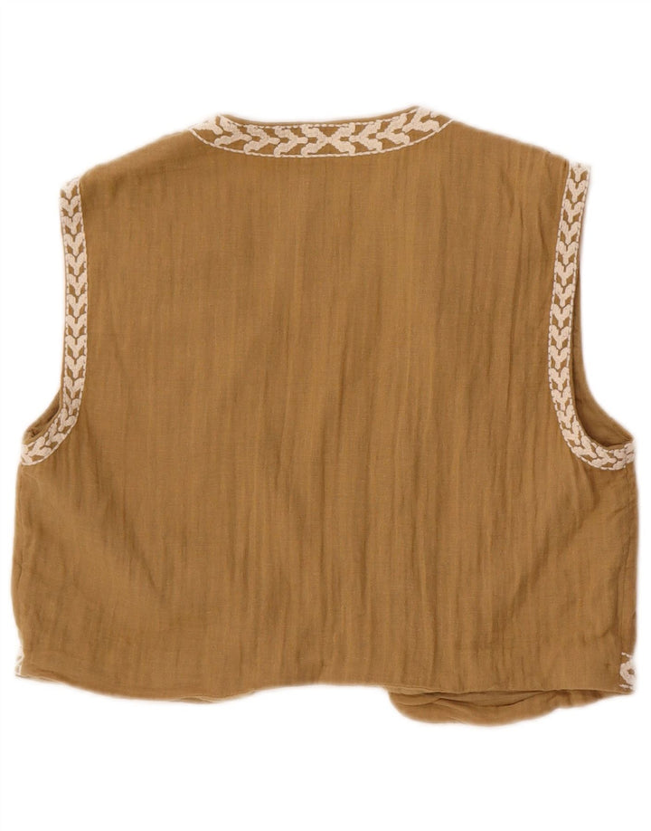 Zara Womens Waistcoat UK 12 Medium Beige Floral