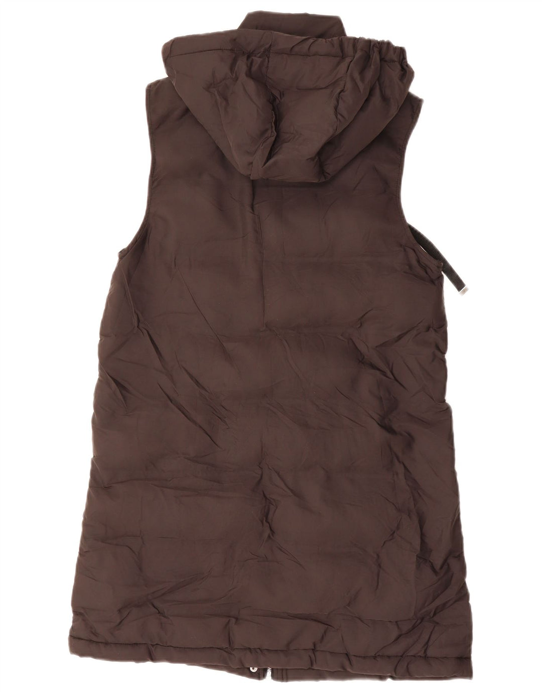 ZARA Womens Oversized Hooded Longline Padded Gilet UK 6 XS Brown Polyester