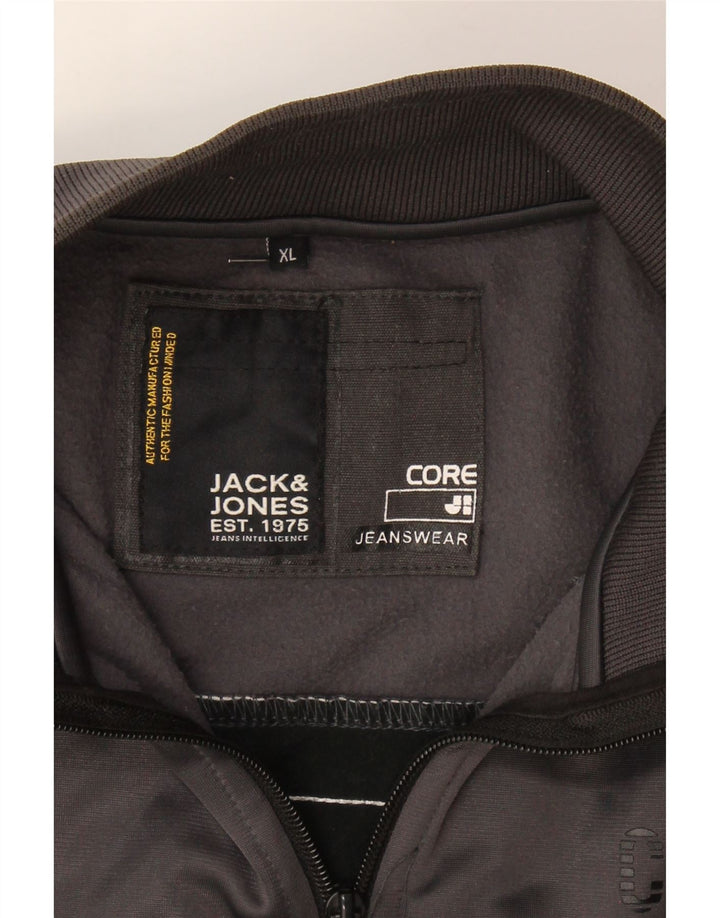 JACK & JONES Mens Graphic Tracksuit Top Jacket XL Grey Colourblock Vintage Jack & Jones and Second-Hand Jack & Jones from Messina Hembry 