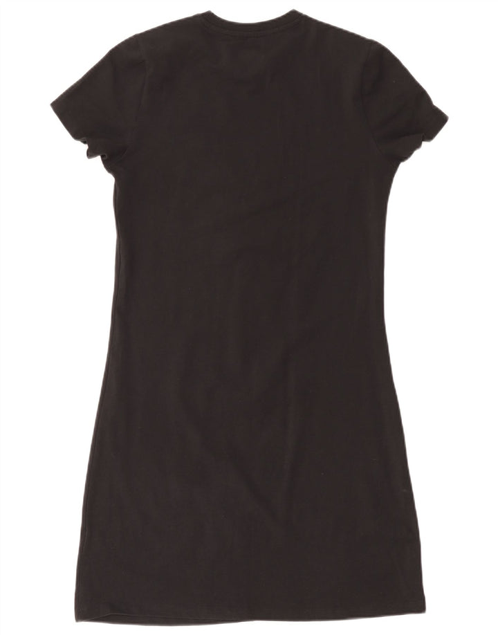 ADIDAS Girls Graphic T-Shirt Dress 14-15 Years Black Cotton