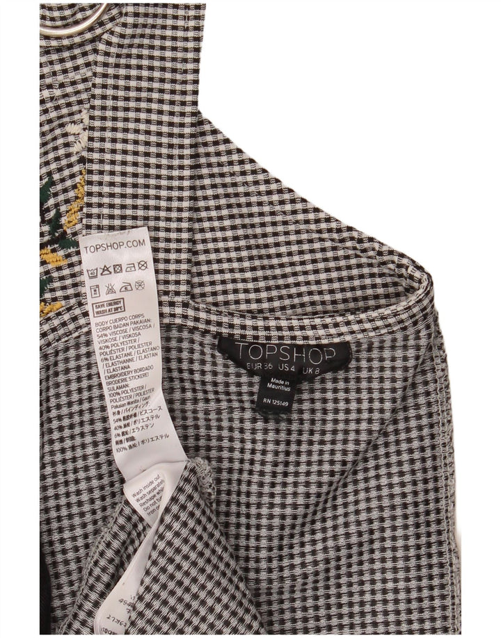 Topshop Womens Sundress EU 36 Small Black Gingham Viscose