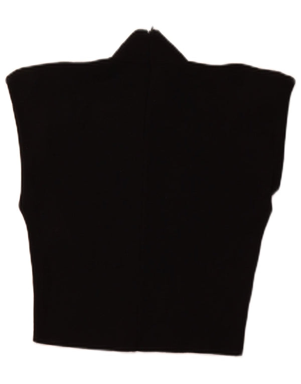 ZARA Womens Crop Turtle Neck Jumper Sweater UK 12 Medium Black