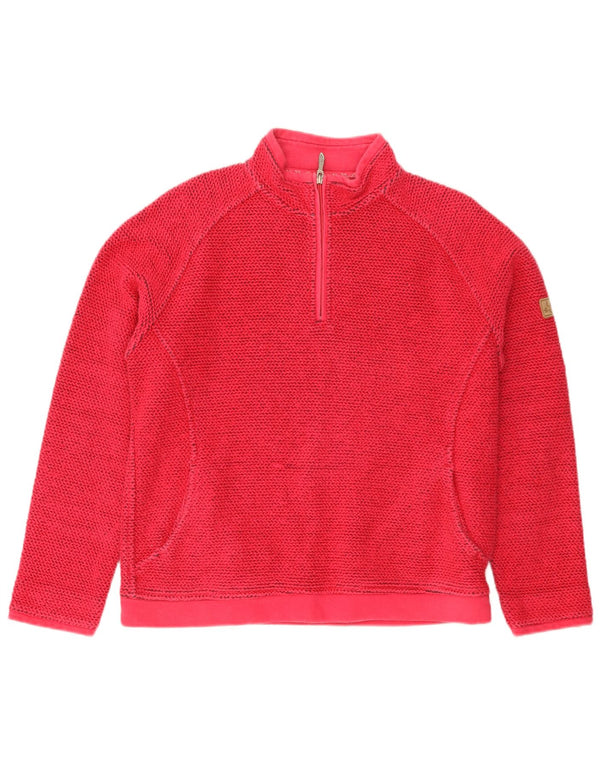 Weird Fish Womens Graphic Zip Neck Sweatshirt Jumper UK 16 Large Pink