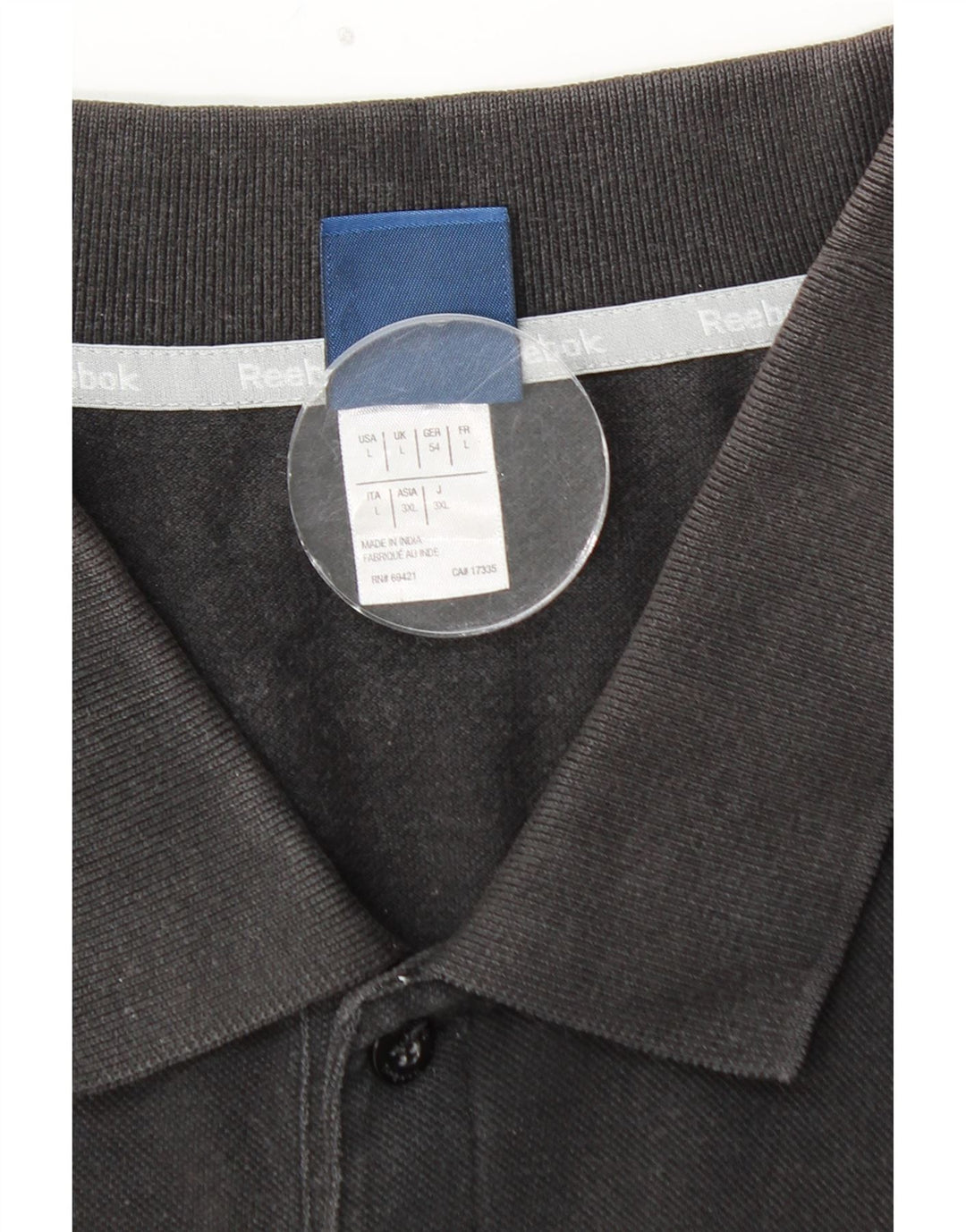 REEBOK Mens Polo Shirt Large Black Cotton