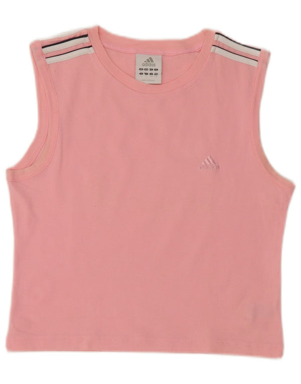 Adidas Womens Crop Vest Top UK 14 Large Pink Cotton