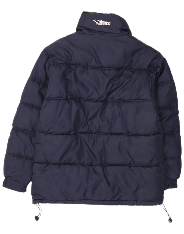 Bear Mens Reversible Padded Jacket UK 38 Medium Navy Blue Polyamide
