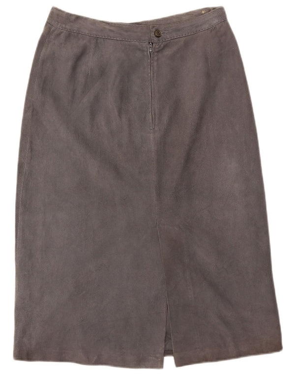VINTAGE Womens Suede Skirt IT 44 W27 L26 Grey