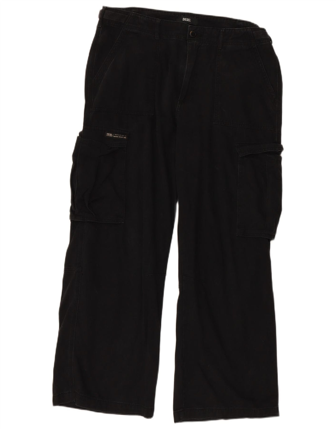 DIESEL Womens Straight Cargo Trousers US 16 2XL W36 L30 Black Cotton