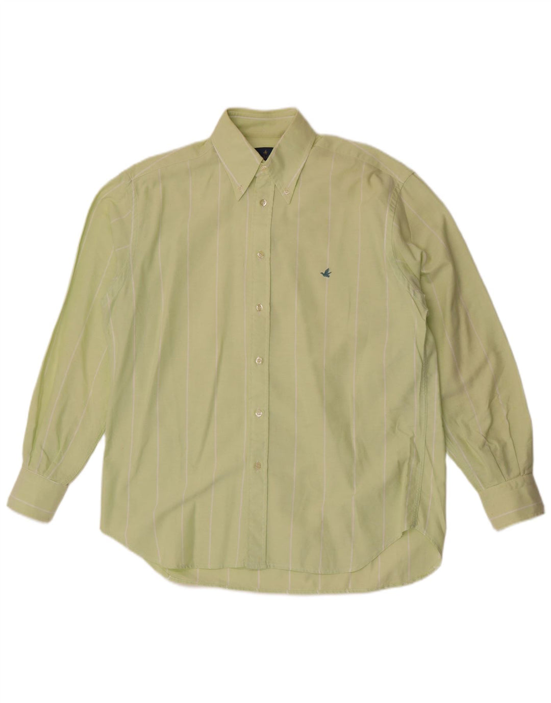 Brooksfield Mens Shirt Size 40 Medium Green Striped Cotton