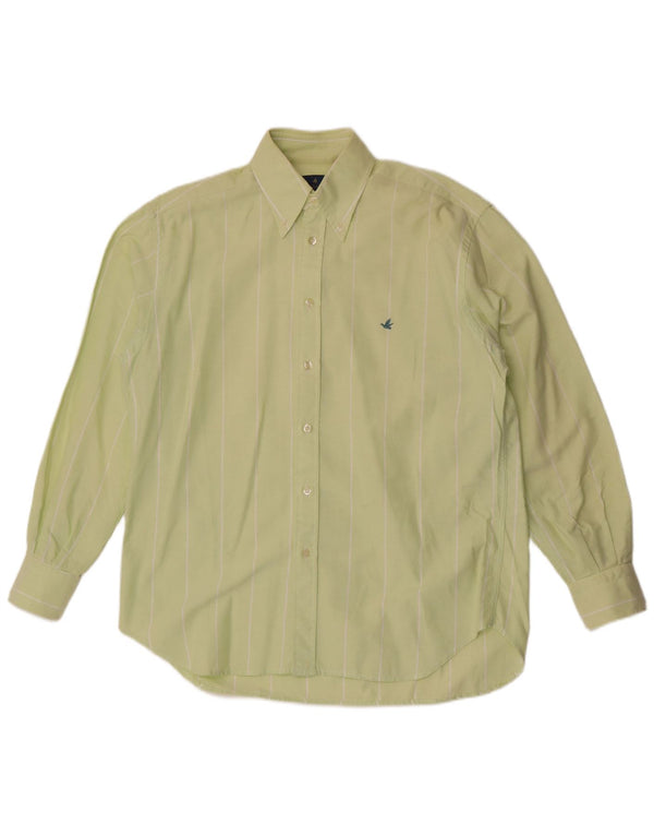 Brooksfield Mens Shirt Size 40 Medium Green Striped Cotton