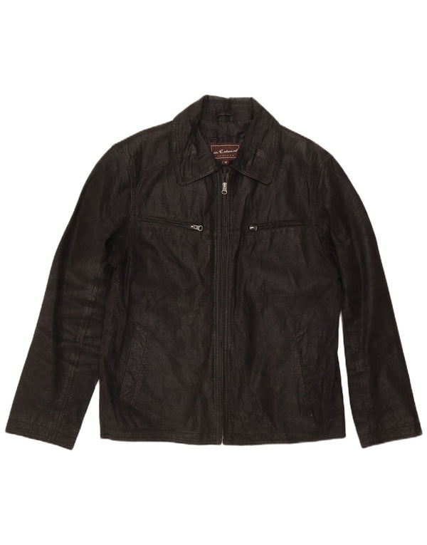 In Extenso Mens Leather Jacket UK 38 Medium Black