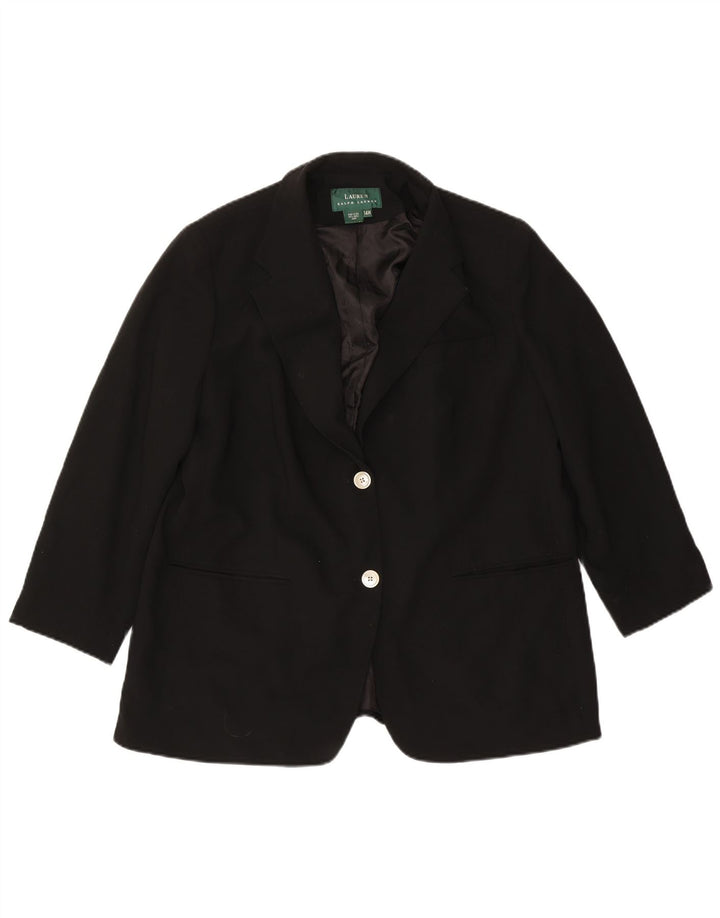 Ralph Lauren Womens 2 Button Blazer Jacket US 14 XL Black Wool