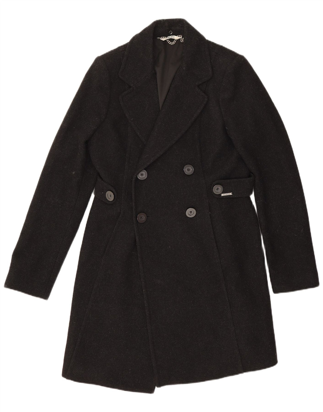 Liu Jo Mens Double Breasted Coat IT 46 Small Black Wool