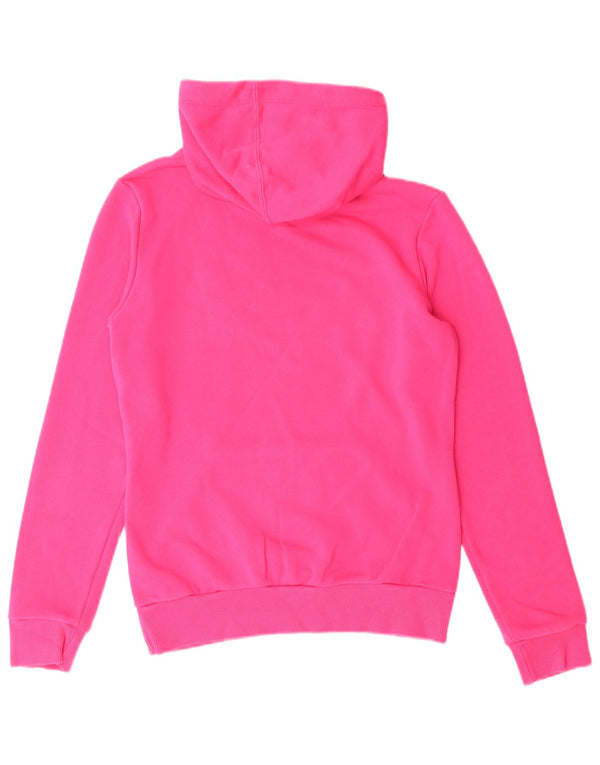 PUMA Womens Graphic Hoodie Jumper UK 10 Small  Pink Cotton