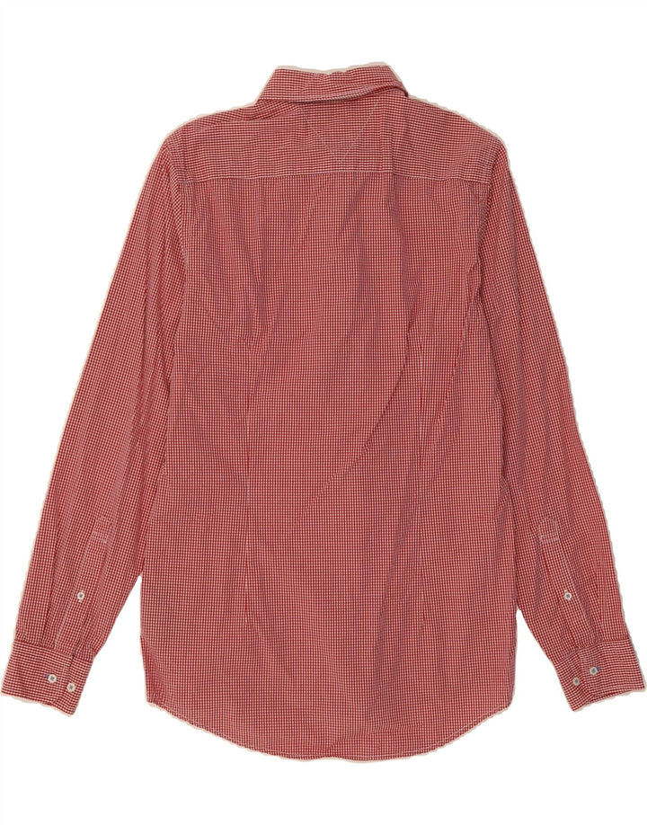 TOMMY HILFIGER Mens Slim Fit Shirt Medium Red Gingham Cotton Vintage Tommy Hilfiger and Second-Hand Tommy Hilfiger from Messina Hembry 