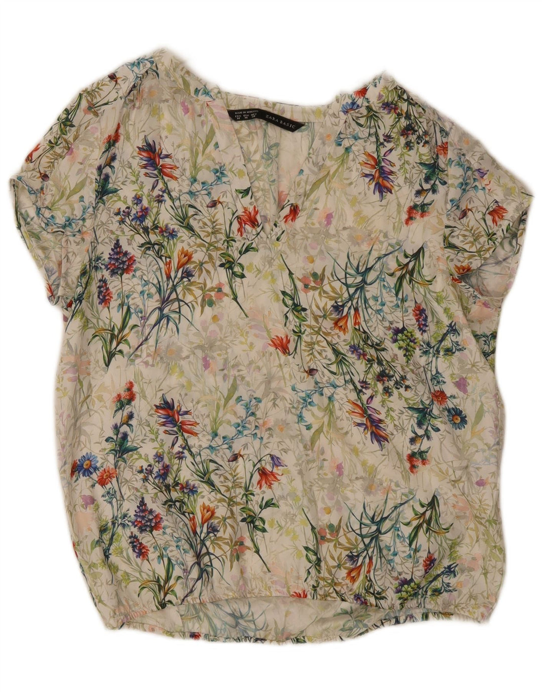 Zara Womens Blouse Top UK 12 Medium Multicoloured Floral Polyester