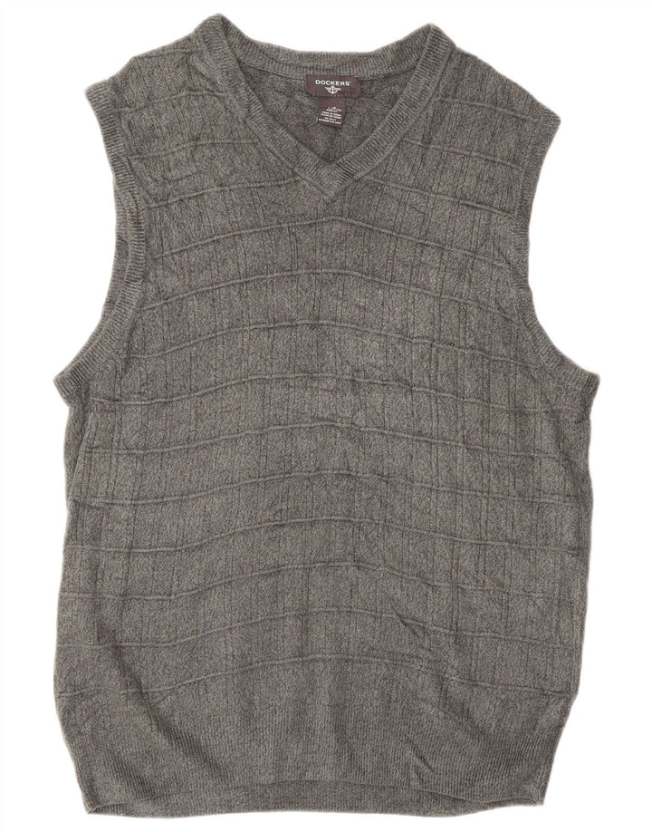 Dockers Mens Vest Tank Top Large Grey Flecked Acrylic