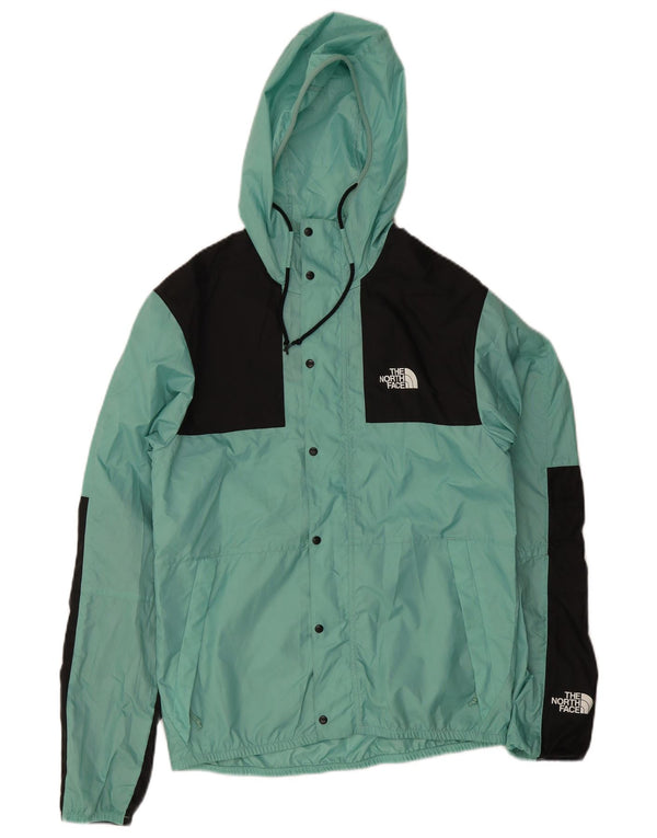 The North Face Mens Hooded Rain Jacket UK 36 Small Turquoise Colourblock