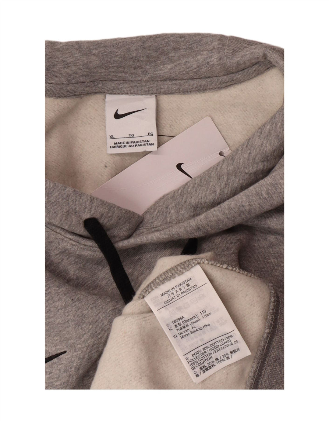 Nike Mens Hoodie Jumper XL Grey Cotton