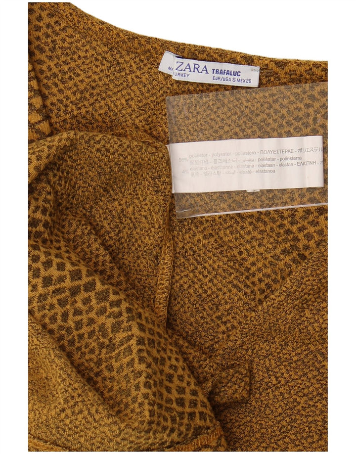 ZARA Womens Long Sleeve Bodycon Dress UK 8 Small Yellow Animal Print